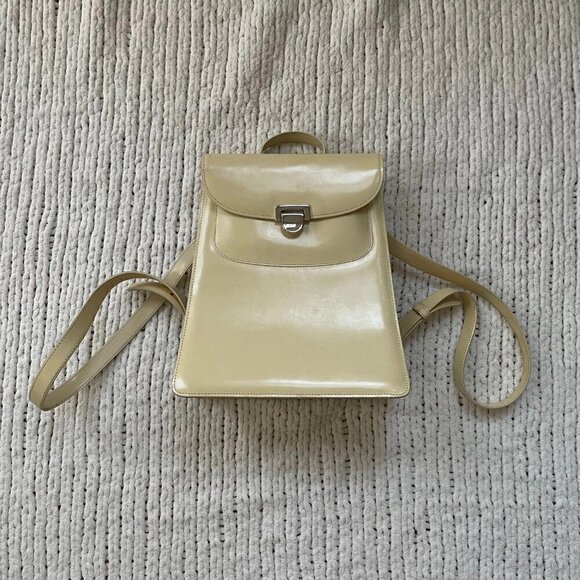Lamarthe Sleek Cream Leather Backpack - Picture 1 of 5